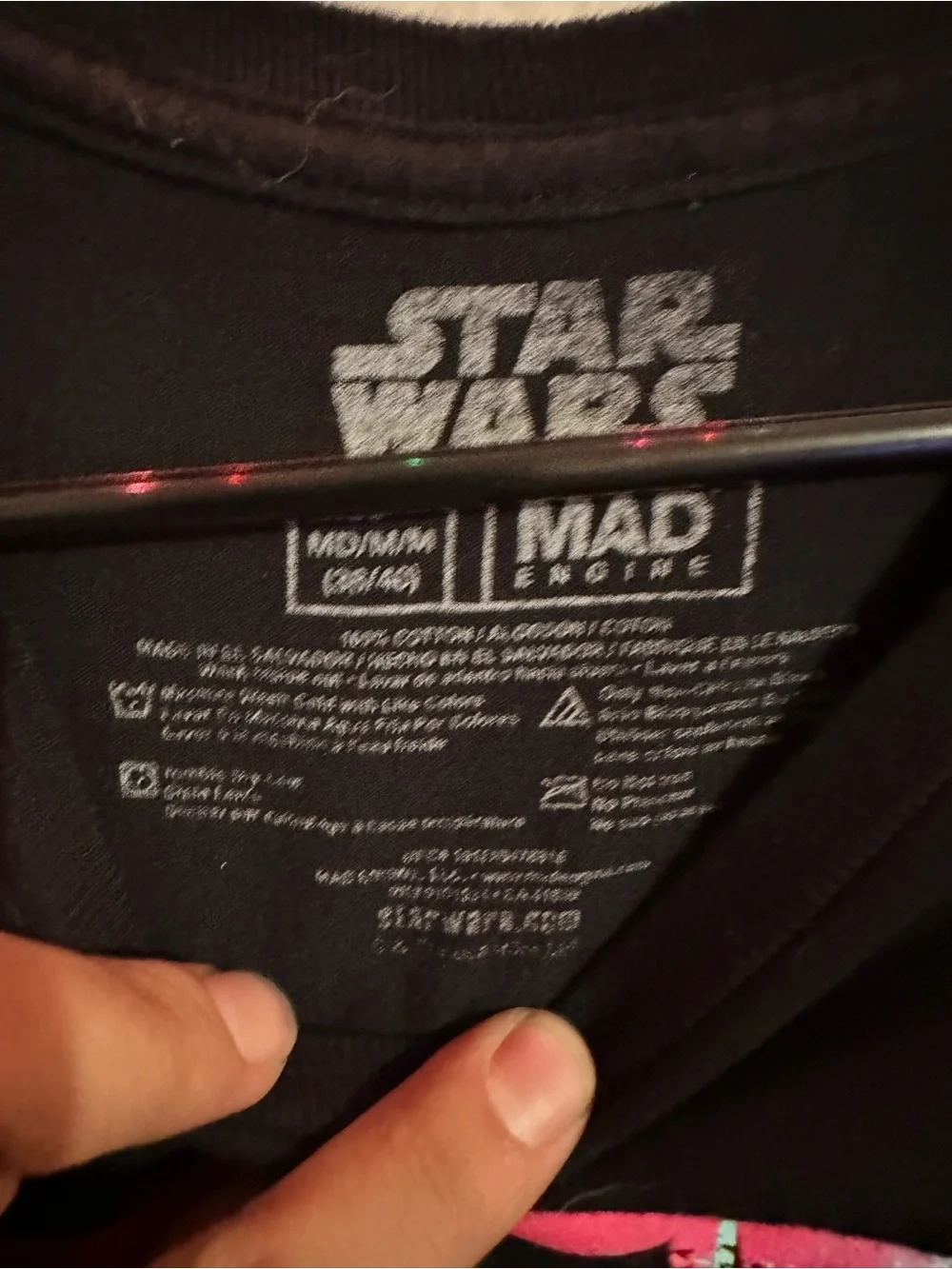 MAD Engine Black Star Wars Tee with Pink & Blue Logo